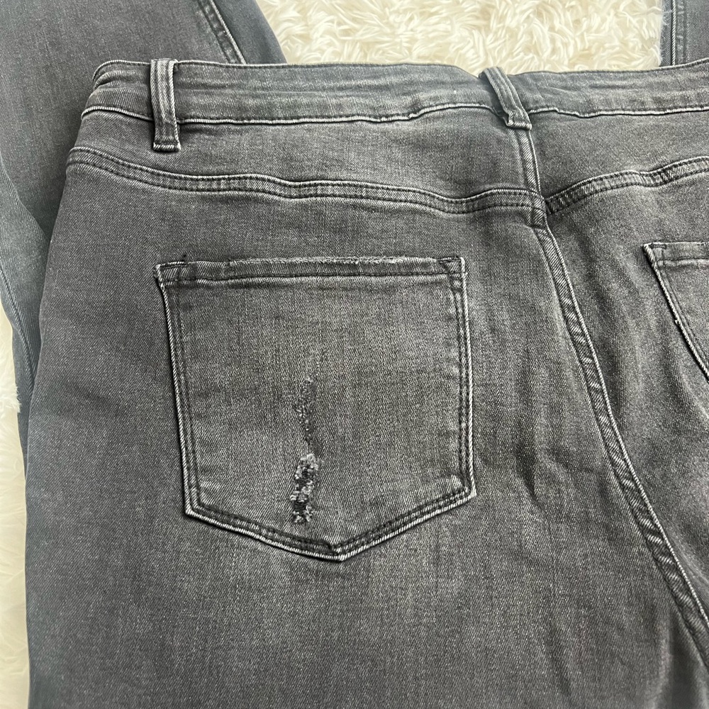 VERVET Black Night Reflection High Rise Distressed Crop Skinny Jeans - Size 16 - Picture 9 of 10